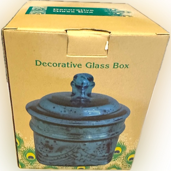 APOTHECARY MERCURY GLASS TEAL BLUE DECORATIVE BOX 6.25”x 4.75” CRACKER BARREL - Picture 6 of 13